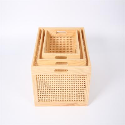 China New Fashion Storage Basket Sundries Viable Paulownia Woven Storage Bin In Running Basket Gift Set Wooden Box for sale