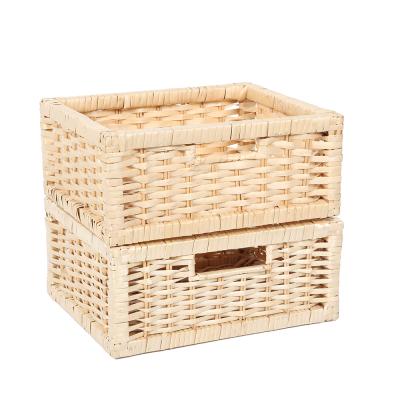 China Viable natural custom rectangle handmade woven wicker baskets for sale wicker baskets box baskets baskets for storage organization for sale