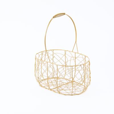 China Modern Viable Metal Wedding Gift Basket Party Living Room Forge Iron Wire Garden Decor Basket Galvanized Iron Metal Storage Basket for sale