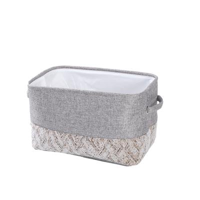 China 2021 viable new fashion gray storage basket fabric household storage basket polyester storage basket with handle for sale