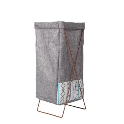 China Contemporary New Fashion Dirty Large Laundry Basket Folding Laundry Hamper With Iron Frame for sale