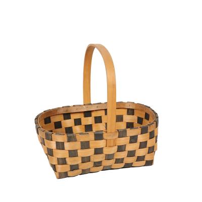 China Fir Leaf Fir Wooden Baskets Gift Boxes Wooden Gift Baskets Viable Natural Wooden Organizer Baskets With Handles for sale