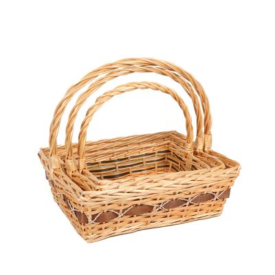 China New Viable Fancy Designer Rectangle Empty Wicker For Gift Willow Basket Basket Gift Wicker And Wooden Decorative Gift Baskets for sale