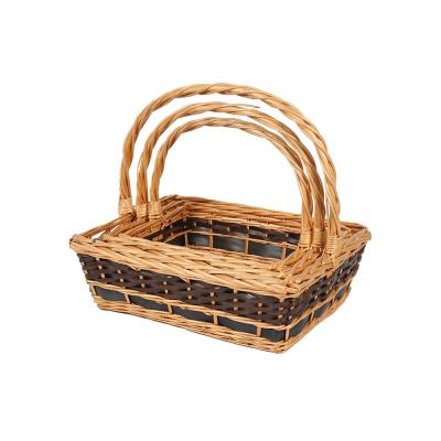 China New Viable Designer Rectangle Fancy Chocolate Gift Basket Supplies Basket Gift Set Wooden Box Hamper Wicker Baskets For Gifts Storage for sale