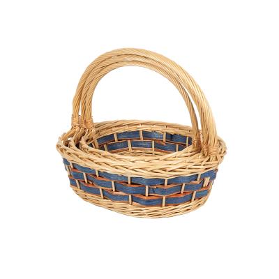 China New Viable Designer Fancy Oval Wicker and Cardboard Gift Basket Paper Gift Basket Set of 3 Willow Basket Boxes for sale