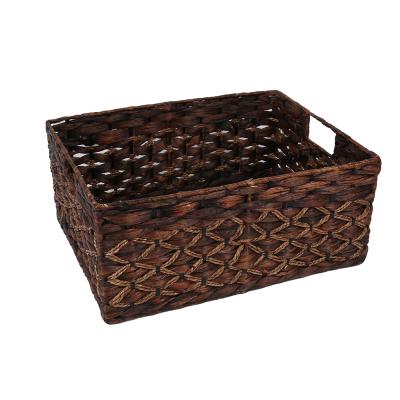 China Viable Dark Brown Seaweed Fine Grain Picnic Storage Basket Vegetable Plankton Storage Basket With Handle for sale