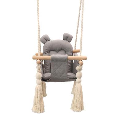 China Wholesale Wooden Material Baby Swing Toy House Simple Installation Indoor Safety Pocket Swing Infant Chair Hanging Outdoor Garden Camping for sale