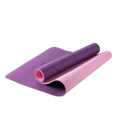 China Wholesale Custom Eco-Friendly Step Up Soft Factory Yoga Mat 6mm Non Slip Custom Design Double Colors Logo Tape Yoga Mat Yoga Exercise Fitness for sale