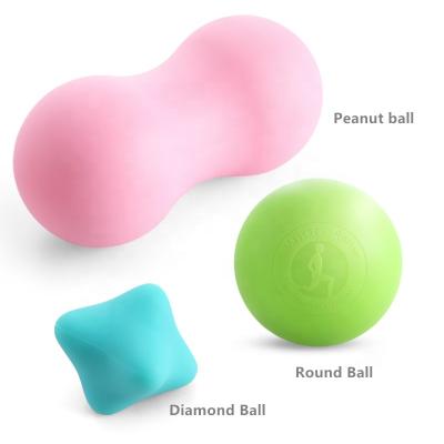 China Cheap Price Silicone Muscle Relaxation Silicone Massage Ball Round/Diamond Safe/Peanut Shaped Massage Roller Ball Relieve Muscle Pain for sale