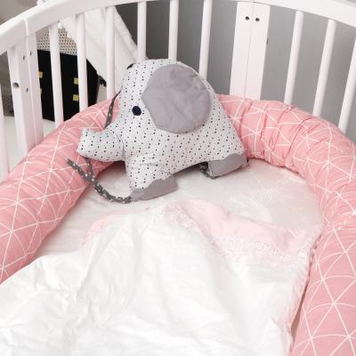 China AliGan-baby handmade soft crib bumper 200cm soft braided pillow skin-friendly cushion for toddler bedroom crib long knotted nursey crib for sale