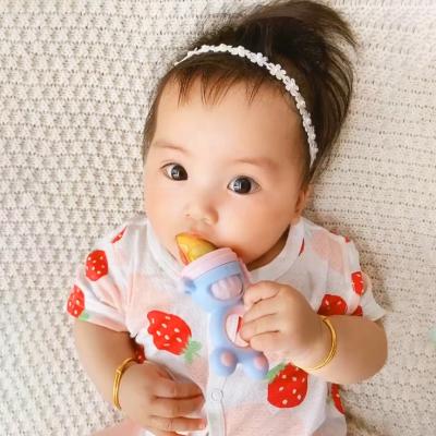 China BPA Free Baby AliGan Bag Fruit And Vegetable Silicone Teether Sharp Rotating Push Type With 3 Sizes Of SML Mesh Bags for sale