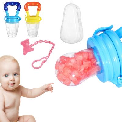 China BPA AliGan Baby Food Feeder Set Fruit Free Pacifier With Chain And Storage Box Infant Teething Toy Teether Bag Bitting Feeding Product for sale