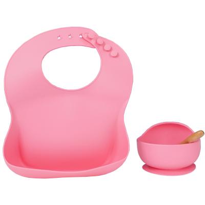 China AliGan-Baby Bowl Feeding Silicon Bib Silicone Tableware Bib Bowl Suction Set Baby Spoon Feeding Eco-Friendly Free Food Grade for sale