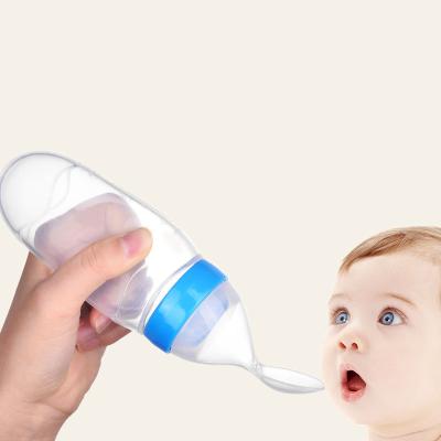 China BPA Free Baby Aligan Feeding Bottle Set With Spoon Milk Bottle Baby Feeder Silicone Soft Squeeze Food Dispensing Feeding Safe Baby for sale