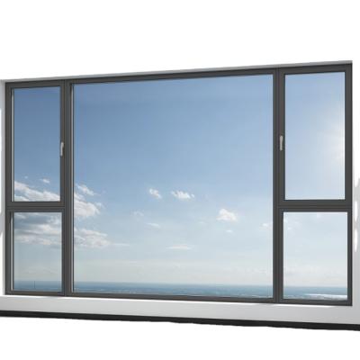 China Aluminium Seamless Welded Glass Window with 80mm Width Thermal Break Casement Window for sale