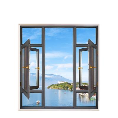 China Bedroom One-piece Seamless Welding Aluminum Casement Windows with Stainless Steel Mesh for sale