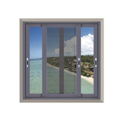 China Stainless Steel Security Mesh Screen Glass Sliding Window with Horizontal Opening for sale