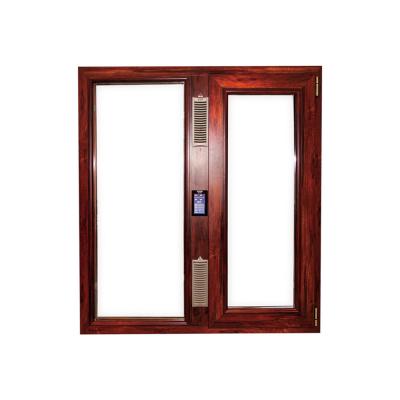 China Smart Voice Control Swing Window with Wood Pattern and Stainless Steel Screen Netting for sale