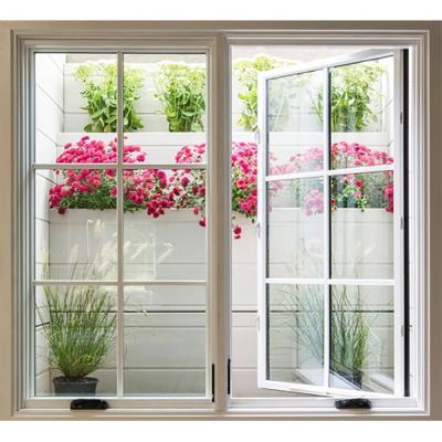 China Swing Open Style Windproof Hurricane Impact Glass UPVC PVC Casement Window for Durability for sale