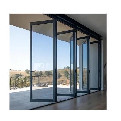 China Aluminium Bifold Patio Folding Glass Doors Outswing Can Be Upgraded To Triplex Glass for sale