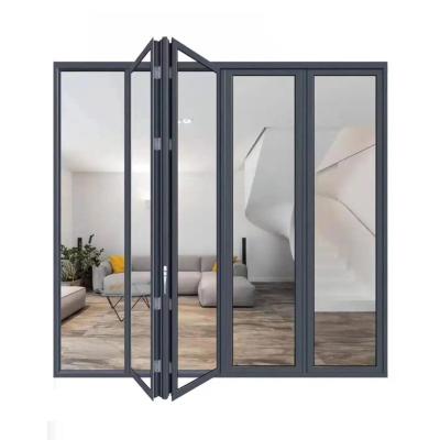 China Upgrade to Triplex Glass Sliding Door Aluminium Alloy Tempering Glass Folding Doors for sale