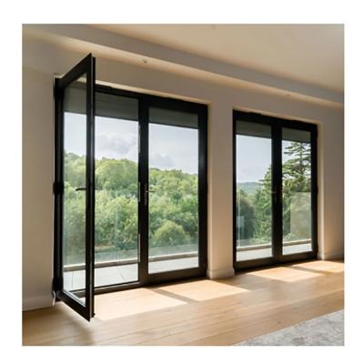 China 10 Sealing Layers Skate Exterior French Thermal Break Casement Doors with Aluminum Frame for sale