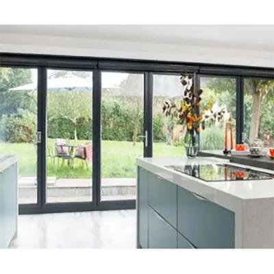 China Waterproof Design 70mm Waterproof Aluminum Wide Frame Double Glazed Sliding Doors for sale