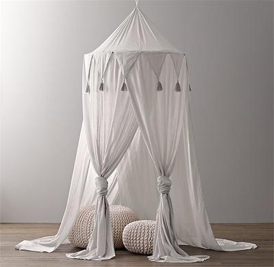 China Children's Jacquard Triangle Fringe Star Chiffon Tent Light Up Breathable Baby Mosquito Net Bed Curtain For Kids for sale