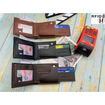 China Hot Selling RFID Men's Short PU Leather Custom Men's Wallet for sale