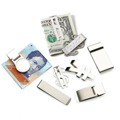 China Europe& Wholesale North American Cheap Wedding Party Metal Businessman Money Clip Custom Stainless Steel Silver Empty Souvenirs Engrave Money Clip for sale