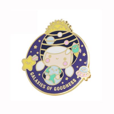 China Hot Sale Pin Cute Cosmic Space Chapter Eco Friendly Europe And Super Man And Cardboard Custom Metal Hard Enamel Pin Badges for sale