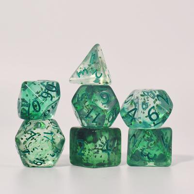 China Disturb free game dice Green Round edge dice rpg board game dnd translucent acrylic dice for sale