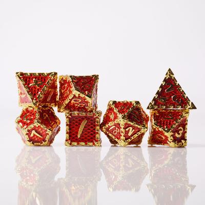 China Disturb free game dice Custom game rpg dice hollow D4 D6 D8 D10 D12 D20 D% DND Polyhedral metal dragon hollow dice for sale