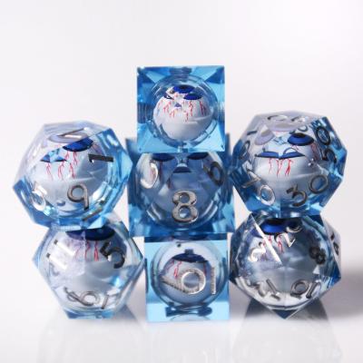 China Disturb free game dice DND Eyeball Single Dice  Edges 33MM Dungeons and Dragons Polyhedral  Bloodshot Translucent blue Dice for Table Games for sale