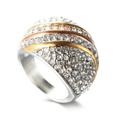 China New Vintage Design Custom Stainless Steel Gold Women Fashion Luxury Silver Engagement Ring for sale