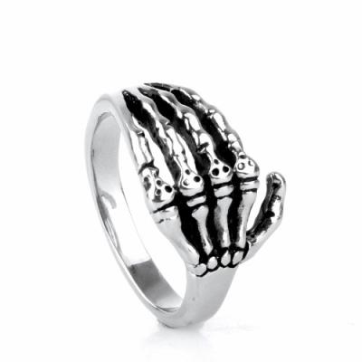 China Fashion Hot Sale Punk Rock Dragon Claw Bat Tooth Decay Hand Bone Biker Mens Stainless Steel Ring Jewelry for sale