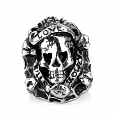 China Halloween Factory Retro Skeleton Skull Titanium Ring Alien Pilot Punk Custom Made Casual/Sporty Stainless Steel Ring For Women for sale