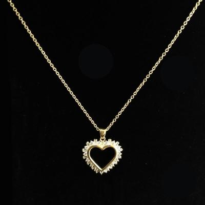 China New Design Romantic Wholesale New Design Women Heart Gold Chain Pure Sterling Silver Necklace for sale