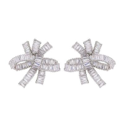 China 2021 Large White Fashion Women's Earrings Luxury Copper Crystal Jewelry Christmas Hyperbole Earrings for sale