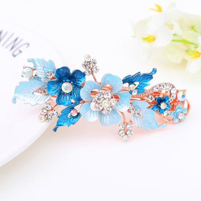 China Sweet Flower Clip Hair Jewelry For Women Accessories Spring Hair Clip With Rhinestones for sale