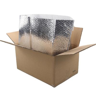 China Strong Adhesive Aluminum Thermal Inulated Box Liner With Thermal Barrier Gusseted Bottom Box Liner Keep Temperature 72 Hours For Shipping for sale