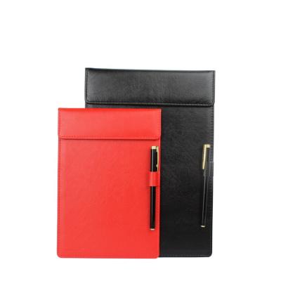 China A4 Double Panel Leather PU Folder Presentation Folder With Magnet Clip Folder Custom Printed Leather Writing Board With Magnet for sale