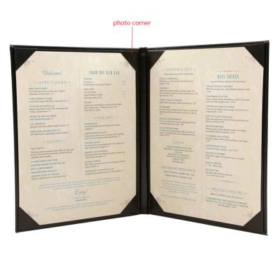 China High Quality Leather Double Panel A4 Restaurant Wine Menu Cover For Customize 8.5*11” Menu for sale