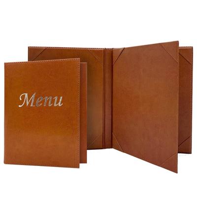 China Double Panel Restaurant Covers Board Design PU Leather Menu Folder /Menu Holder for sale