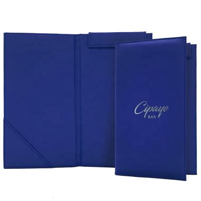 China Custom Double Panel Magnetic Logo Leather Restaurant Padded Cover Bill Holder For Hotel &Coffee for sale