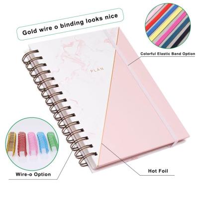 China Wholesale Pink 2021 Custom Printed Hardcover Spiral A5 Notebook Journal Weekly Daily Planner for sale