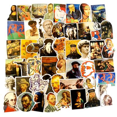 China 50 PCS/pack DIY Luxury and Fashionable Famous Decoration Davinci Leonardo William Shakespeare Mona Lisa People Raincoat Sticker for sale