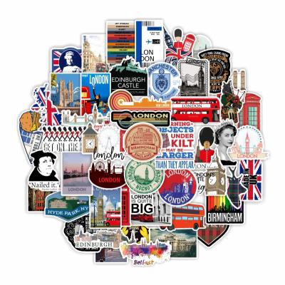 China Suitable For Smooth Surfaces 50 Pcs London Travel Cityscape Sticker Pack For Travel Case for sale