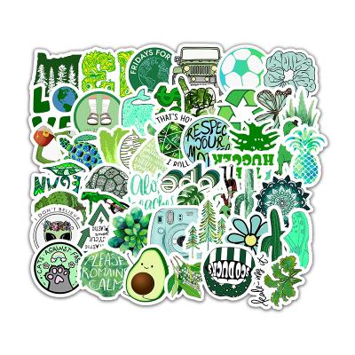 China Suitable for smooth surfaces 50 PCS Cute Green Laptop Stickers, Vsco Hydroflasks Waterproof Fashionable Aesthetic Stickers for Teens Girls Water Bottles Skateboard for sale