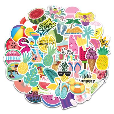 China Suitable for soft surfaces 50 PCS Hawaii summer vocation beach tree PVC outdoor sports waterproof stickers for laptop computer for sale